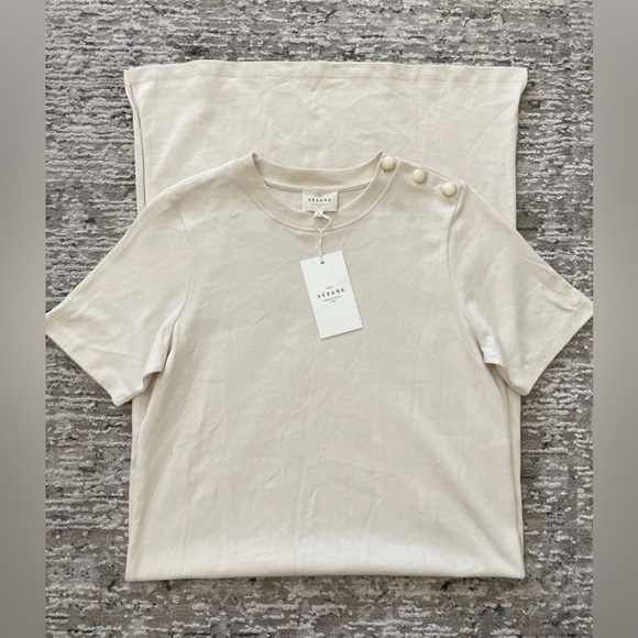 Sezane EMY Dress Cream Size L Organic Cotton NWT - Picture 10 of 10